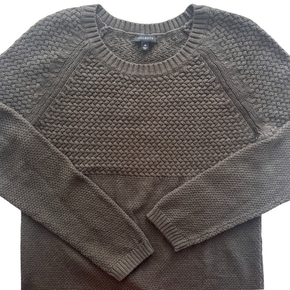 Talbots Sweaters - Talbots Sweater Medium Crew Neck Olive Green Long Sleeve Cotton Blend Chunky